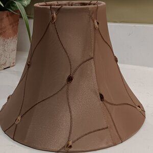 Vintage Brown Embroidered Fabric Lamp Shade 7.5" High